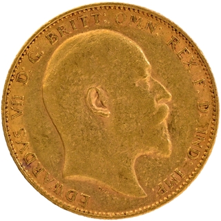 Gold Sovereign Coin of King Edward VII of United Kingdom of 1903.