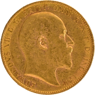 Gold Sovereign Coin of King Edward VII of United Kingdom of 1904.