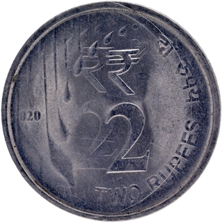 Error Two Rupees Stainless Steel Coin of Bombay Mint of Republic India of 2020.