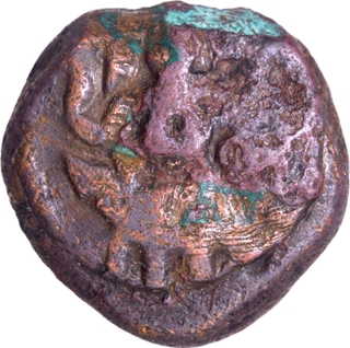 Ganesha on Mushika type Copper Kasu Coin of Sivaganga Rajas.