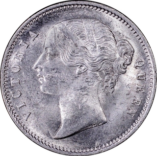 PCGS MS 63 Graded Silver Half Rupee Coin of Victoria Queen of Calcutta/Bombay Mint of 1840.