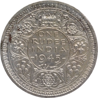 Very Rare Lahore Mint of Silver One Rupee Coin of King George VI of 1945.