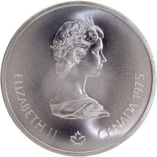 Silver Ten Dollars Coin of Queen Elizabeth II of Canada of the year 1976.