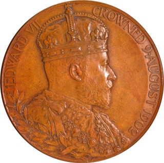 Coronation Medal of King Edward VII and Queen Alexandra of UK of 1902 of Bronze.