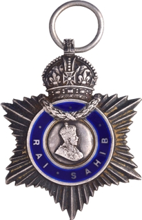 Indian Title Badge Rai Sahib Silver Medal of King George V of 1922.