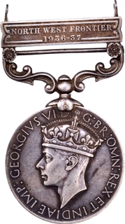 India General Service Silver Medal of North West Frontier of King George VI of 1938.