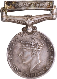 General Service Miniature Medal of King George VI of British Empire of Silver.