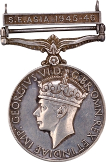 General Service Medal with Standing Figure of Victory of King George VI of Asia of British Empire.