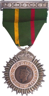 Silver and Bronze Medal of Indian Recruiting Badge with Ribbon of King George VI of 1940.