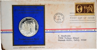 Colonial American Craftsman of the Bicentennial Era First Day Cover with Commemorative Medal of 1972.