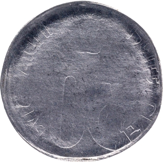 Brockage Error Fifty Paisa Steel Coin of Republic India.