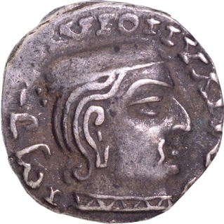 Rare Silver Drachma Coin of Damasena of Western Kshatrapas.