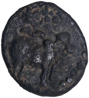 Pallavas Bronze Coin with temple on the reverse.