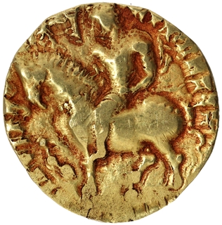 Horseman type Gold Dinar Coin of Chandragupta II of Guptas.