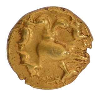 Very Rare Gold Half Varaha Gandaberunda Coin of Achyutharaya of Vijayanagara Empire.