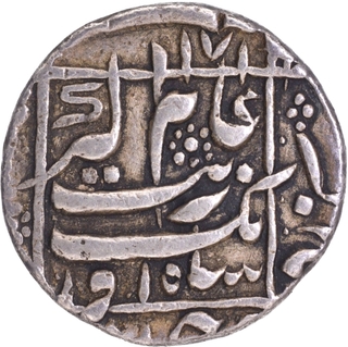 Mughal Empire Aurangzeb Alamgir Silver One Rupee Coin of Junagadh Mint.