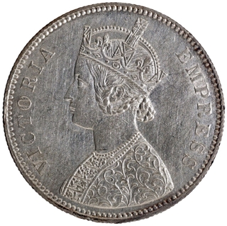 Alwar, Mangal Singh Silver Rupee 1882 AD Coin with the name of Victoria Empress of Alwar.