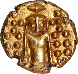 Madras Presidency Gold Star Pagoda  Diety Vishnu standing Coin.