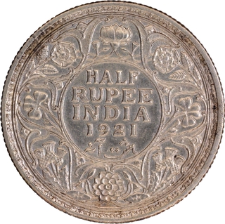 Silver Half Rupee Coin of King George V of Calcutta Mint of 1921.