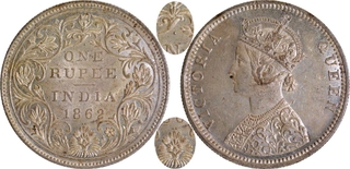 1874 (Actul Minitng year) of Silver One Rupee Coin of 1862 of Bombay Mint of Victoria Queen.