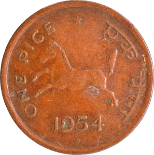 One Pice 1954 Coin of Republic India Hyderabad Mint.