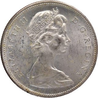 Silver One Dollar Coin of Queen Elizabeth II of Canada of 1966.