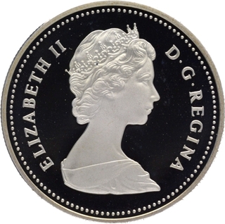 Proof Silver One Dollar Coin of Queen Elizabeth II of Canada.