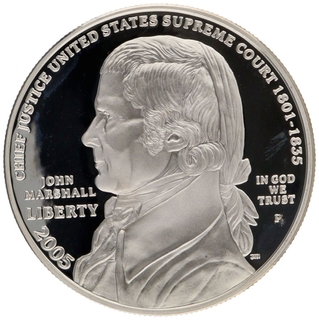 2005 Chief Justice John Marshall Proof Silver Dollar of USA.