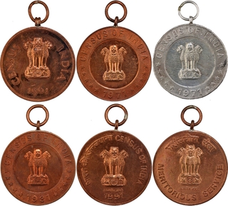 Bronze and Silver Census Medals of Republic India.