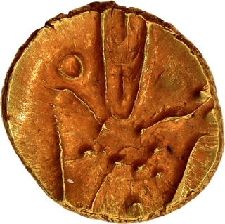 Gingee Maratha, Raja Rama Rao Gold Fanam Stylized half-length figure Kali Coin.