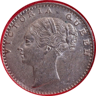 NGS MS 62+ Graded Silver Quarter Rupee Coin of Victoria Queen of Calcutta Mint of 1840.