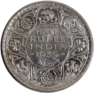 Scarce Silver Half Rupee Coin of King George VI of Bombay Mint of 1939.