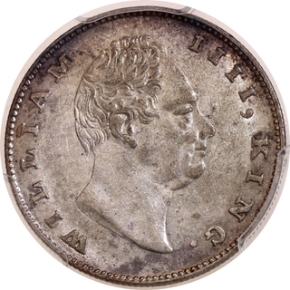 PCGS AU 55 Graded Silver One Rupee Coin of King William IIII of Calcutta Mint of 1835.