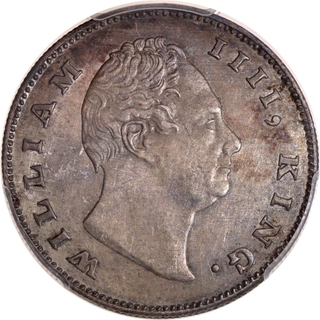 PCGS AU 55 Graded Silver One Rupee Coin of Calcutta Mint of King William IIII of 1835.