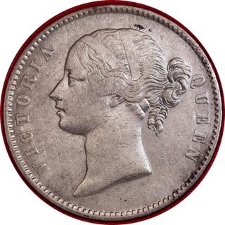 Rare 1840 27 Berries Silver One Rupee Coin of Victoria Queen Divided Legend of Calcutta Mint.