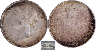 Extremely Rare Silver One Rupee Coin of Victoria Queen of Calcutta Mint of 1840.