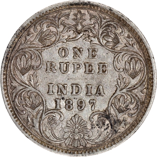 Very Rare Silver One Rupee 1897 Coin of Victoria Empress of Bombay Mint.