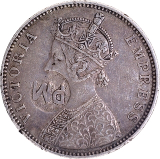 Counter Marked Silver One Rupee Coin of Victoria Empress of Bombay Mint of 1882 of British India.