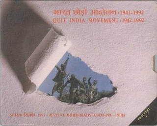 Proof Set. 1992. Quit India Movement (1942-1992). Set of 4 coins. 