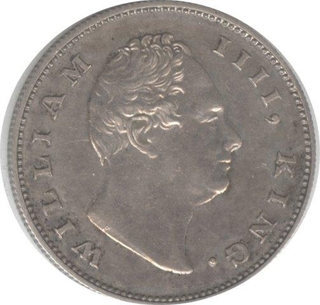 King William IIII. Silver. 1 Rupee. 1835. wreath 19 berries. F raised on truncation of neck. Proof. Exceedingly Rare.