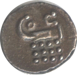 Indo - Dutch, Silver, Fanam(OC), 1675AD, Obv. Degenerated Kali, Rev. "OC" Over Lazy "J" Over 3 Rows of 4 Dots Each. XF++, Scarce