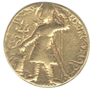 Gold Dinar  Coin of Vasudeva I of  Kushan Dynasty.