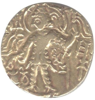 Gold Dinar Coin of Shaka of  Kushan Dynasty.