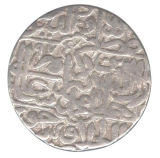 Silver One Rupee. Coin of Akbar of Jaunpur.