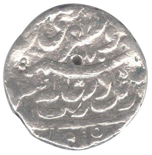 Silver One Rupee Coin of Aurangzeb Alamgir of Out of Flan Mint.