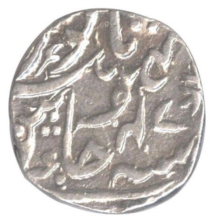 Silver One Rupee Coin of  Mahadji Rao of Pistol Mint Mark near Julus of Nawar State.