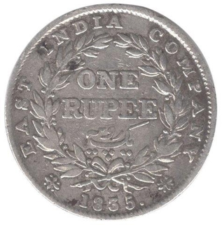 Silver One Rupee Coin of King William IIII of Calcutta Mint of 1835.