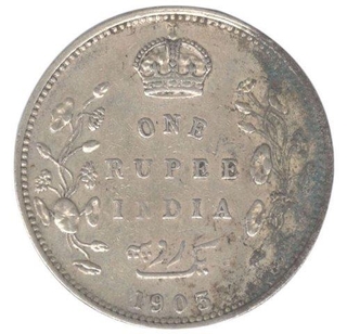 Silver One Rupee Coin King Edward VII of 1903.