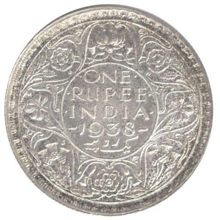 Silver One Rupee Coin of King George VI of Calcutta Mint of 1938.