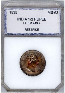 Half Rupee Coin of King William IIII of Calcutta Mint of 1835.